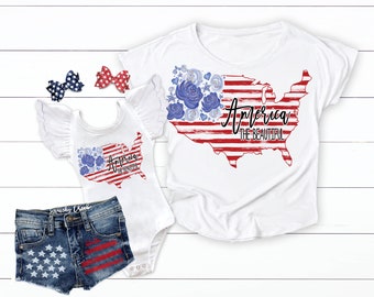 Mommy and Me 4th of July Shirts, Patriotic USA Flag