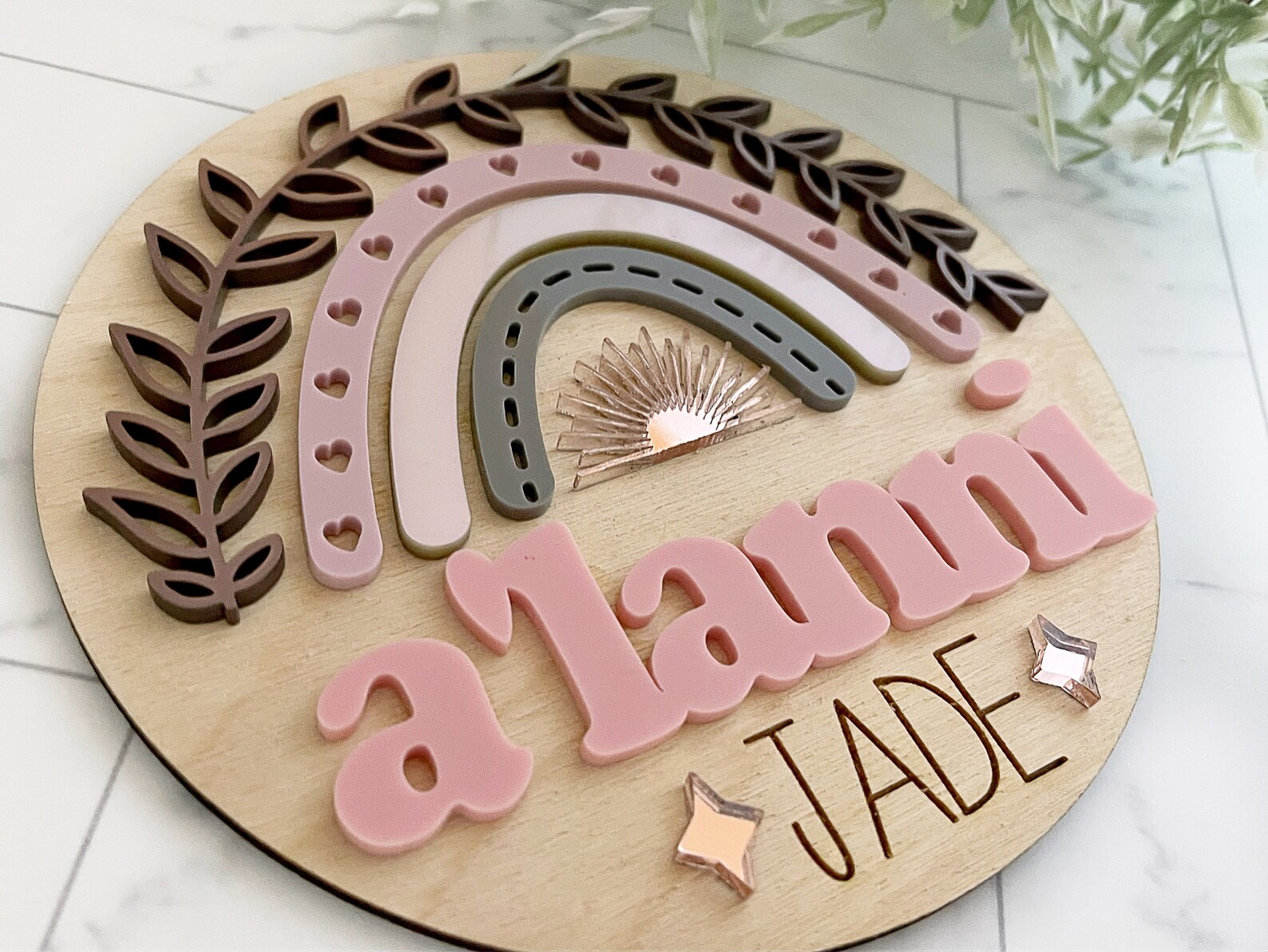 Rainbow Baby Girl Name Sign Wood Name Sign 3D Name Etsy