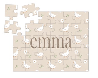 Girls Name Puzzle Easter Basket Ducks And Daisy Easter Personalized Puzzle with Name