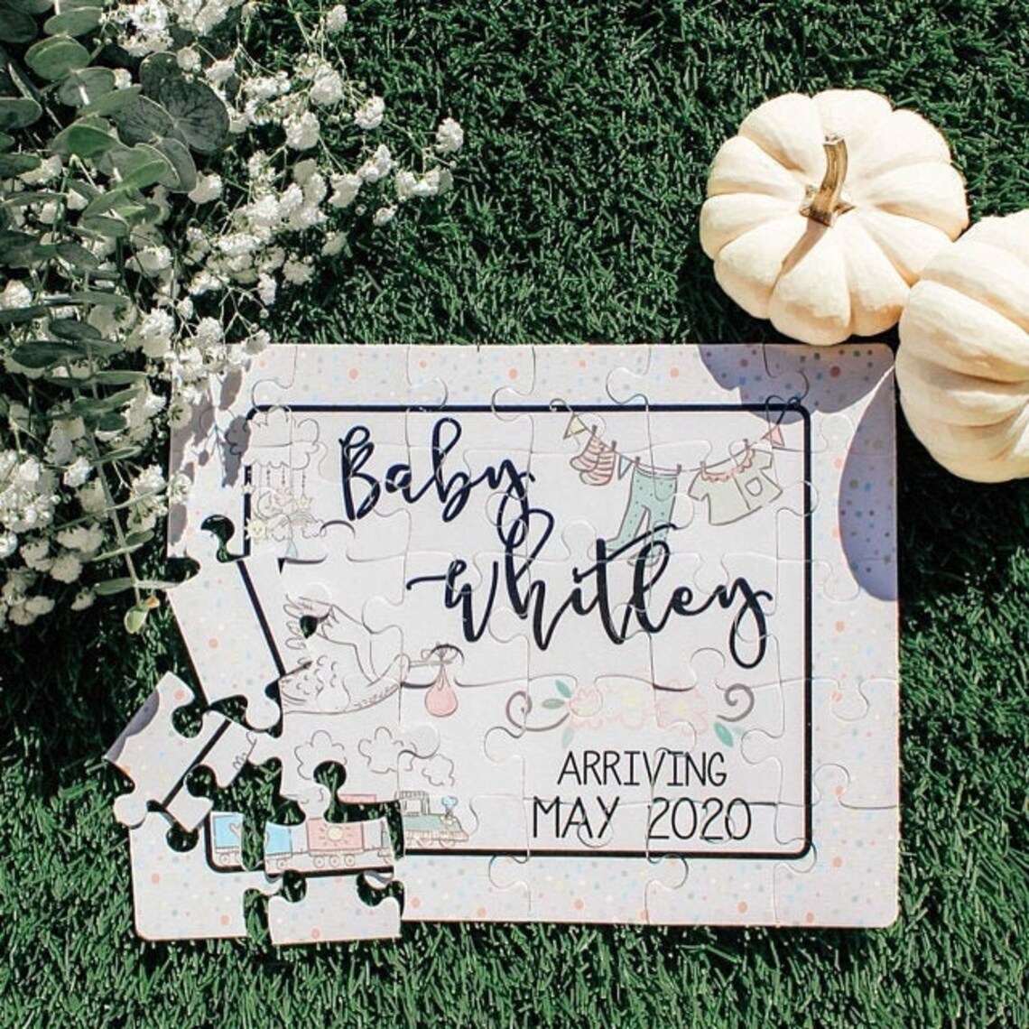 Baby Announcement Puzzle Pregnancy Announcement Personalized Etsy
