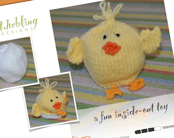 Chick & Egg Knitting Pattern: Inside-Out Baby Toy (PDF Pattern)