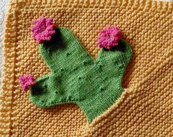 Organic Knit Cactus Lovey Blanket, Baby Shower Gift