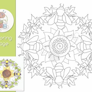 Summer Solstice Bees Coloring Page