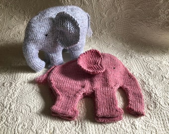 Elephant Snuggler Knitting Pattern – Knit Toy or Lovey – Stuffed Animal PDF