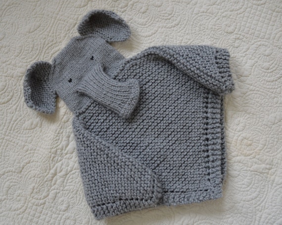 Elephant Lovey Knitting Pattern: Safari Baby Security Blanket Toy (PDF Pattern)