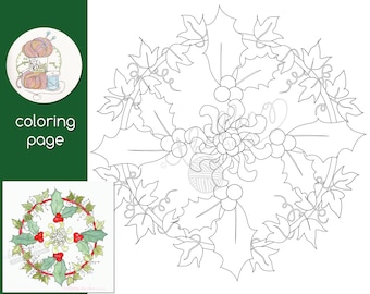 Holly & Ivy Coloring Page