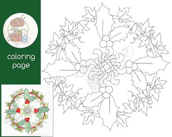 Holly & Ivy Coloring Page