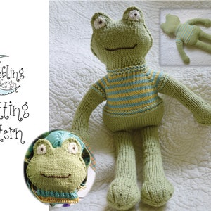 Frog Knitting Pattern: Seamless Toy with Striped Sweater (PDF Pattern)