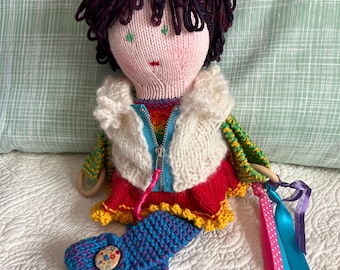 OOAK Busy Hands Doll – Hand Knit Sensory Companion