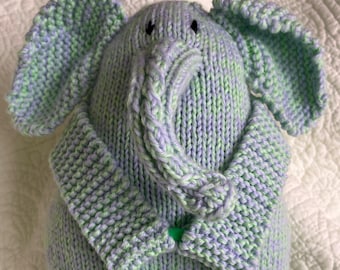 Elephant Knitting Pattern with Built-in Baby Teether Ring Option