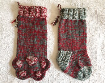 Foot & Paw Stocking PDF Knitting Pattern for the Family