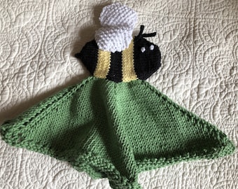 Bumble Bee Lovey Knitting Pattern: HugKnits Baby Comfort Blanket Toy (PDF Pattern)