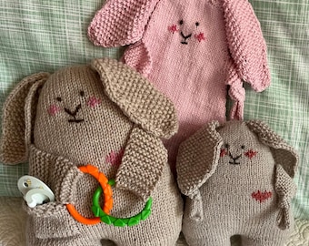Bunny Knitting Pattern: Lovey or Stuffed Any Size Yarn (PDF Download)