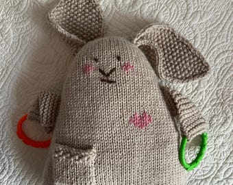 Hand-Knit Bunny Lovey – Natural Fiber Comfort Toy