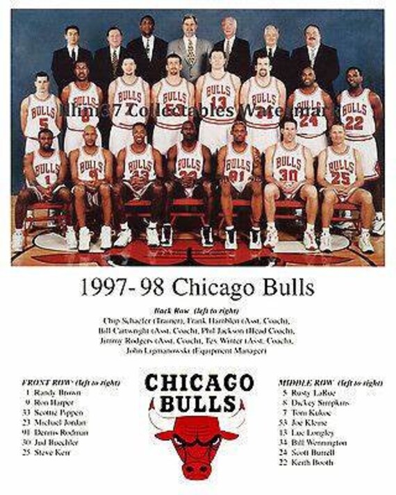 1997 98 Chicago Bulls Roster Photo 8x10 Very Good Condition FREE SHIPPING