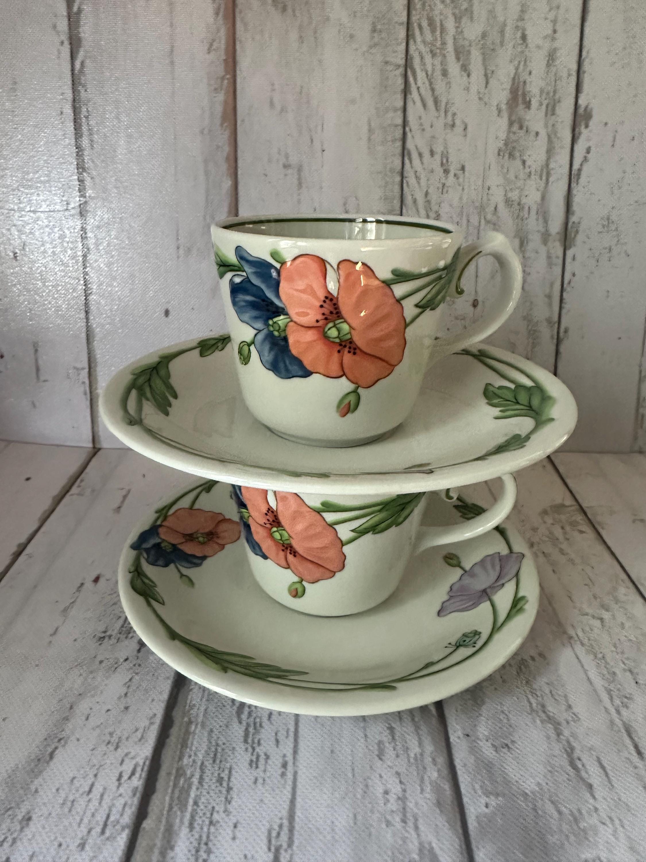 Villeroy & Boch AMAPOLA Cup and Saucer Set of 2~ Excellent