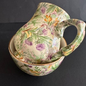 Wade Heath Chintz Open Sugar and Creamer~ Circa late 30&#39;s~ Very Good Condition FREE SHIP