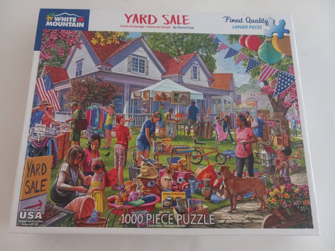 White Mountain Puzzle yard Sale 1000 Piece Puzzle Complete 24 X 30 FREE