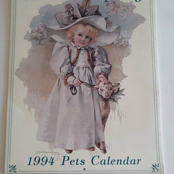 Maud Humphrey Victorian 1994 Pets Calendar~ 12 Prints from Original 1900 Lithographs~ FREE SHIP