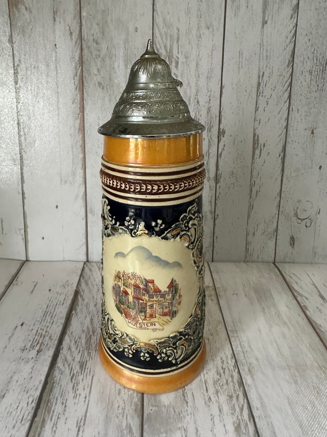Vintage Authentic German Stein Marked DBGM Image of Kufstein Tyrol