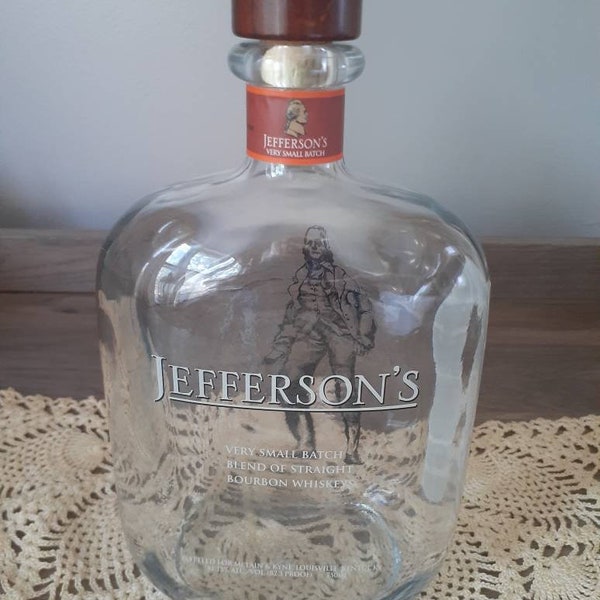 JEFFERSON'S Bourbon Whiskey Bottle ~ Very Small Batch Blend of Straight Bourbon Whiskeys~ Empty 750 ml~ FREE SHIP