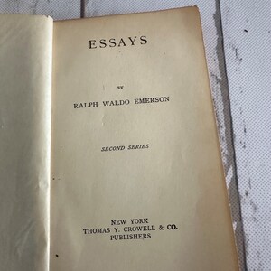 Ralph Waldo Emerson "ESSAYS" Second Series Softcover~Antique Publication 1800's Thomas Y Cromwell New York~ Antiquarian Book FREE SHIP image 3