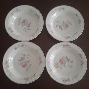 Vintage USA Limoges SILVER MOON Silvermoon Rimmed Soup Bowls~ Set of 4 Free Ship