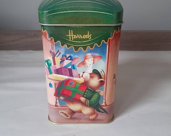 Vintage Harrods Advertising England Tin Piggy Bank~ Whimsical Bears~ 90's~ FREE SHIP