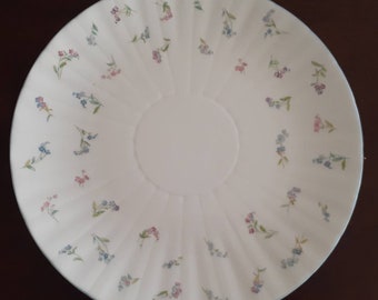 Royal Worcester "Forget me Not" 10 3/4" Cake Plate ~ Blue Trim ~ Mint ~ FREE SHIP