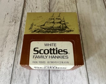 Vintage 1973 Tissues Scotties Family Hankies Unopened Box Square Facial Tissues~  Great Prop FREE SHIP
