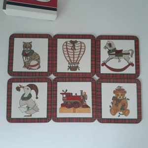 Pimpernel TARTAN CHRISTMAS 4&quot; Coasters ~ Set of 6 FREE Ship
