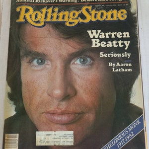 Rolling Stone Magazine &quot;Warren Beatty Seriously&quot; April 82&#39; Death of Thelonious Monk, James Brown~ Great  Vintage Ads ~ FREE Ship