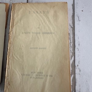Ralph Waldo Emerson "ESSAYS" Second Series Softcover~Antique Publication 1800's Thomas Y Cromwell New York~ Antiquarian Book FREE SHIP image 1