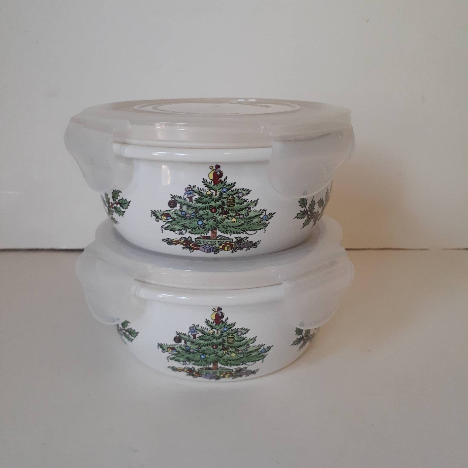 Spode Christmas Tree 5 Square Food Storage Container & Plastic Lid NWT