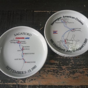 Rosenthal Germany Studio Line Cruise Line Wine Bottle Base/Coaster Souvenirs~ Norwegian American ~Cunard Sagafjord~ 80&#39;s FREE SHIP