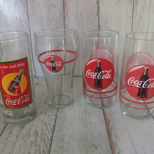 Lot of 4 Coke Coca-Cola Commemorative Souvenir Tumbler Glasses~ FREE SHIP