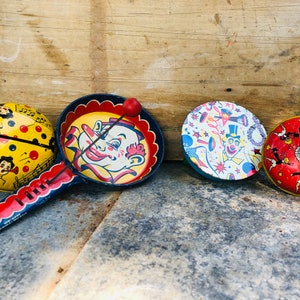 Vintage Party Noisemakers - Clowns - Party Favors - Metal Noisemakers