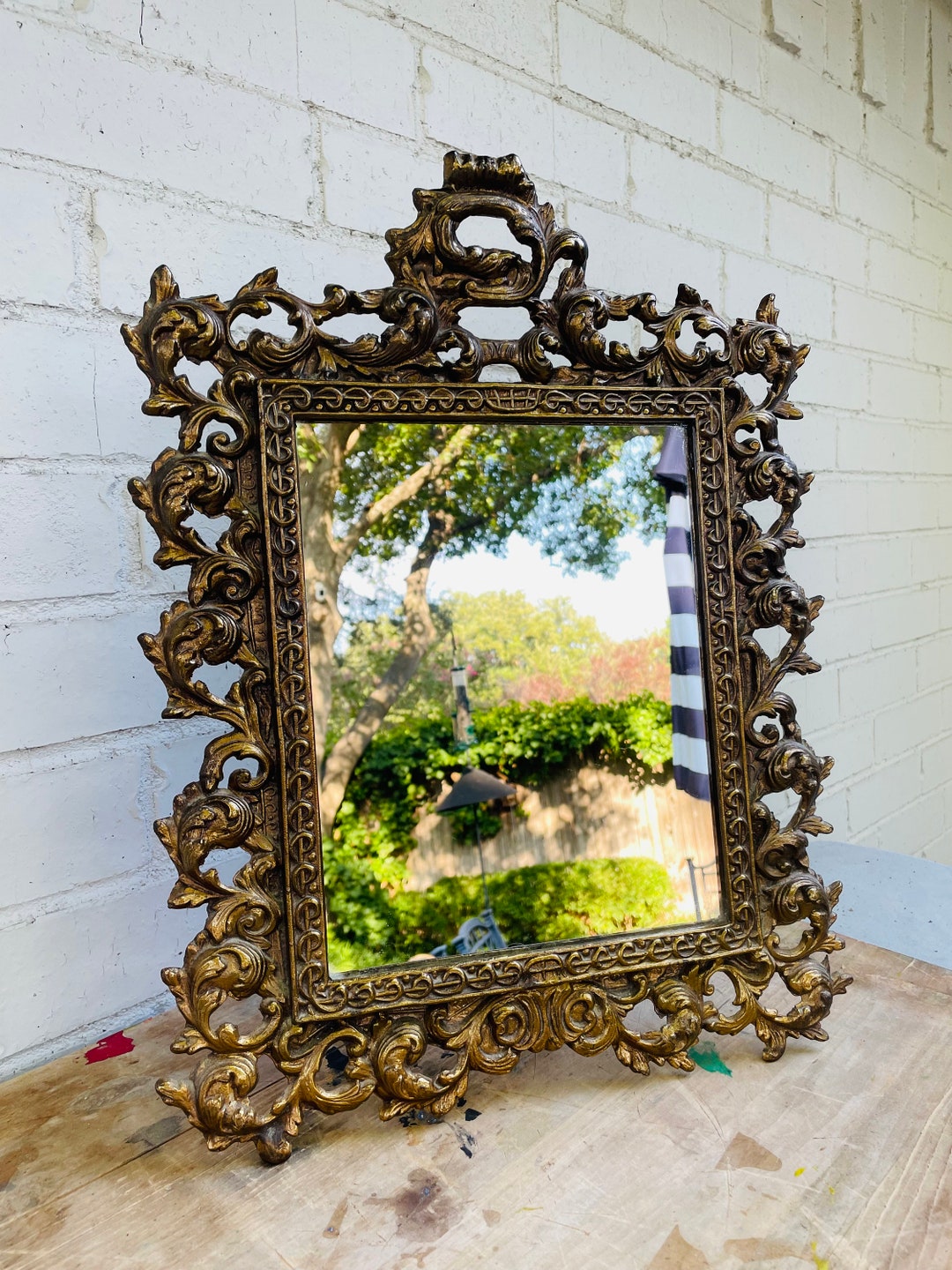 Antique Gilded Mirror Vanity Mirror Shelf Mirror French Mirror Standing Mirror Etsy