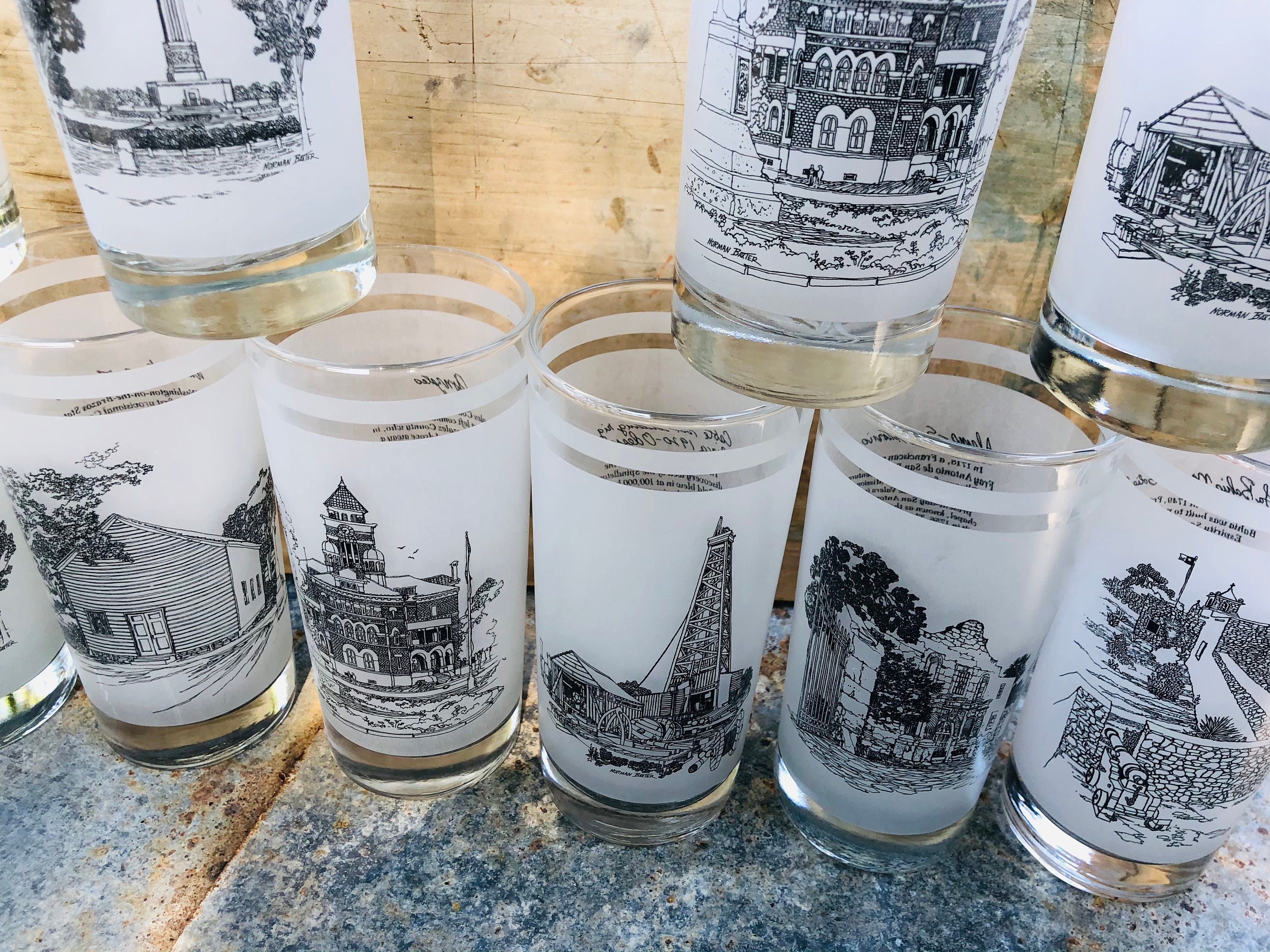 Set Drinking Glasses Barware Texas Commemorative Glasses Etsy
