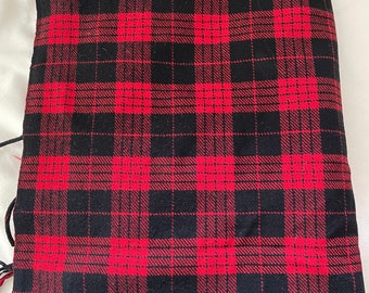 Vintage Pendleton Blanket - Red and Black Plaid Tartan with Fringe