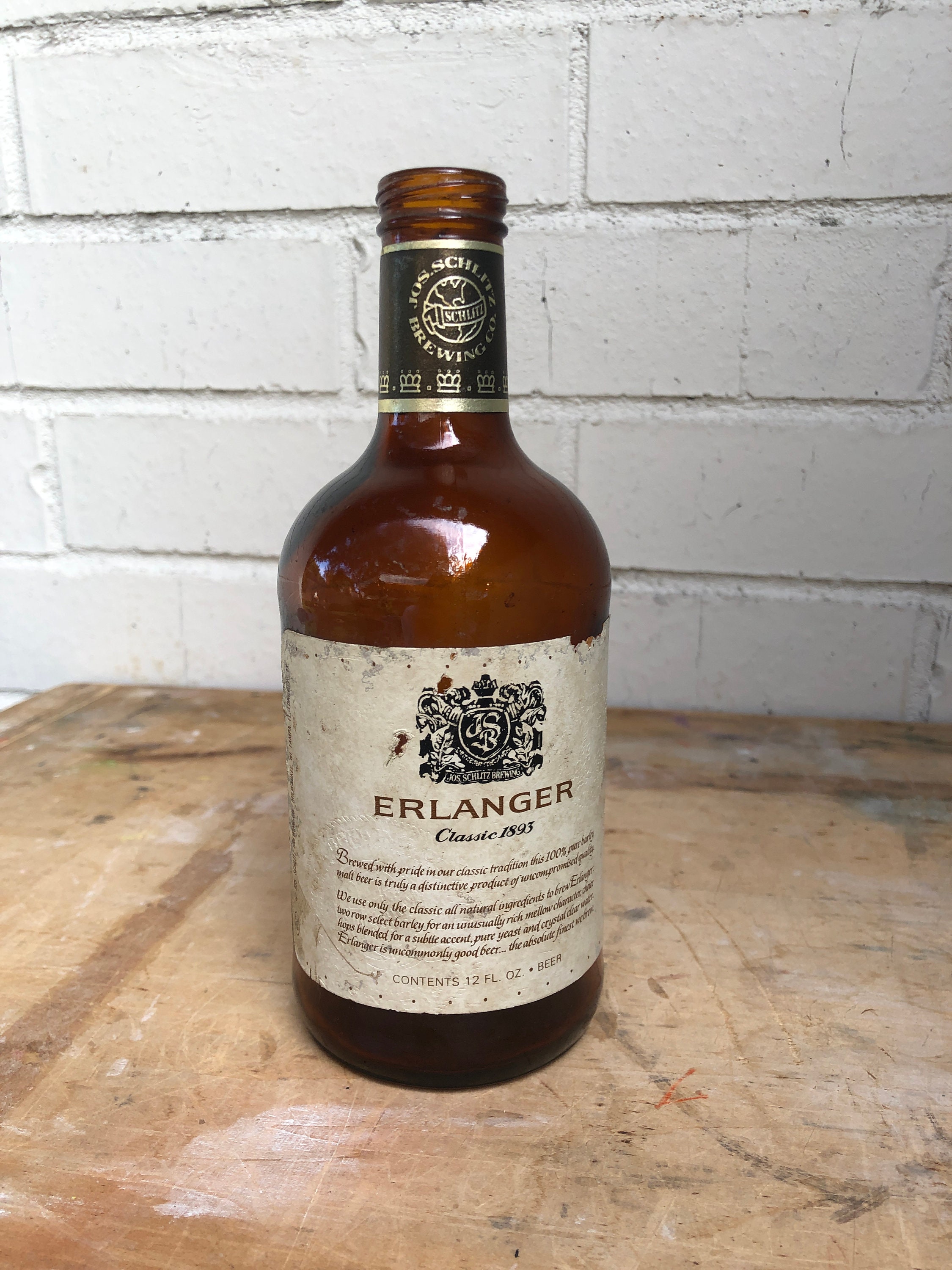Vintage Beer Bottle - Jos Schlitz Brewing - Erlanger 1893