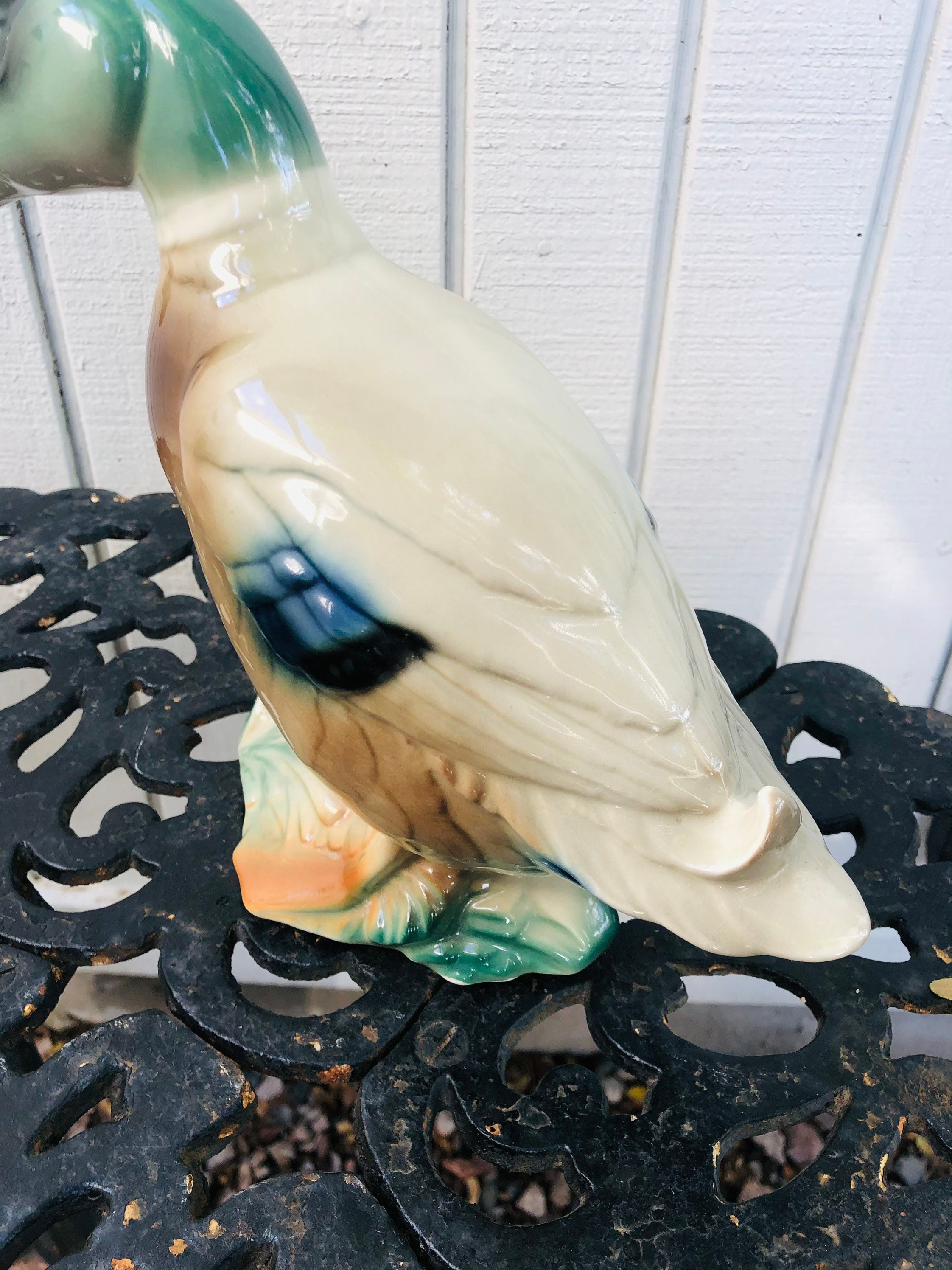 Vintage Ceramic Duck Duck Figurine Glass Duck Etsy