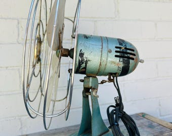 Vintage Zero Desk Fan – Blue Green Metal, Stationary High Speed - Etsy