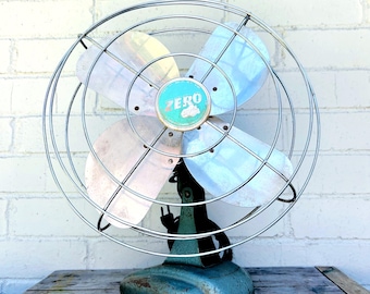 Vintage Zero Desk Fan – Blue Green Metal, Stationary High Speed - Etsy