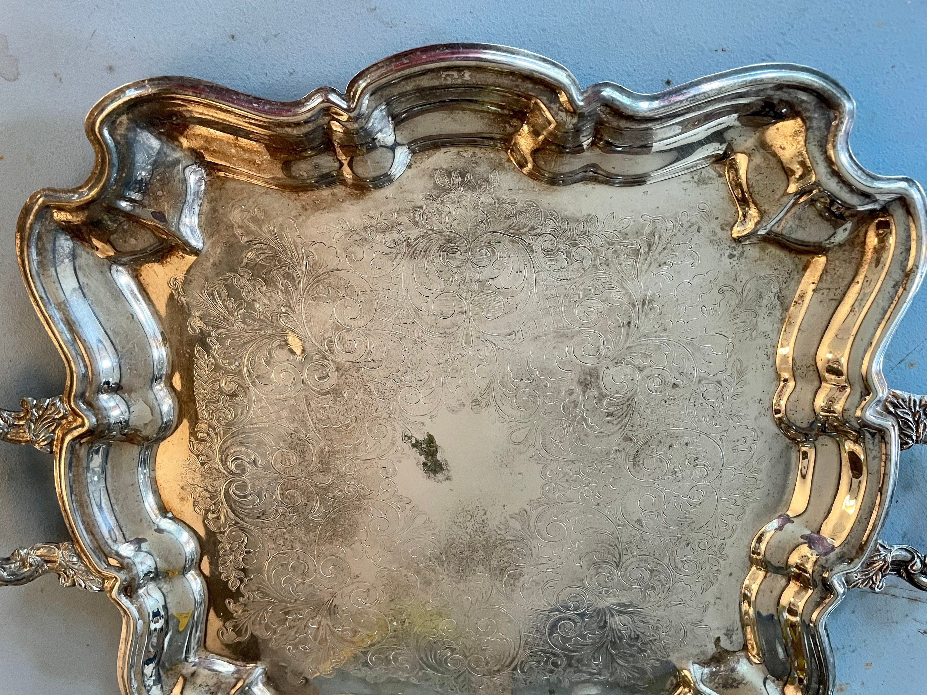 Vintage Square Silver Plated Tray with Handles Etsy