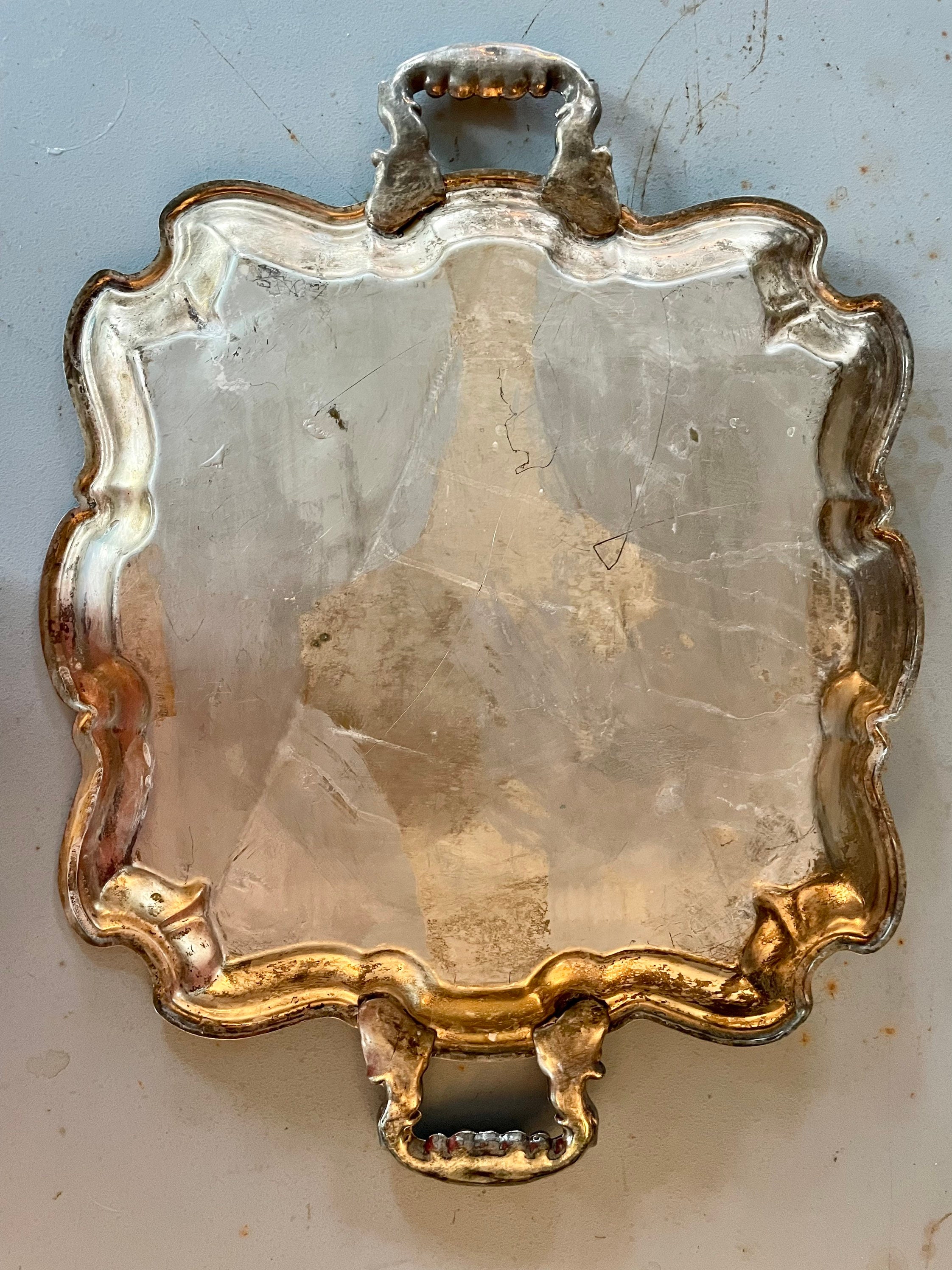 Vintage Square Silver Plated Tray with Handles Etsy