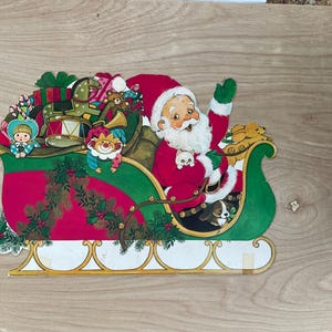 Vintage Christmas Paper Decoration- Santa Claus- Sleigh- Vintage Christmas Window Decoration