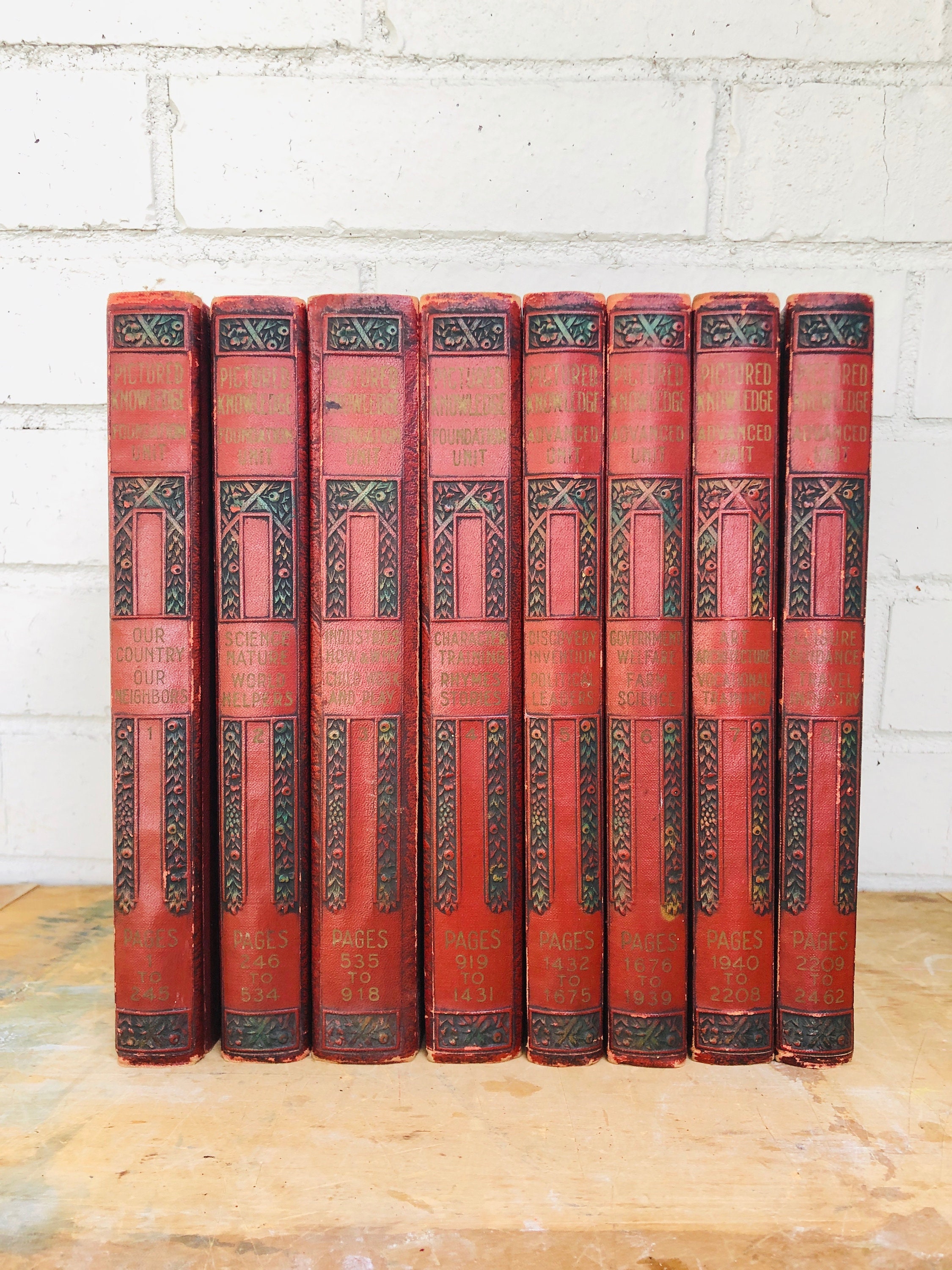 Antique Collection of Leather Books Eight Red Pictured Etsy
