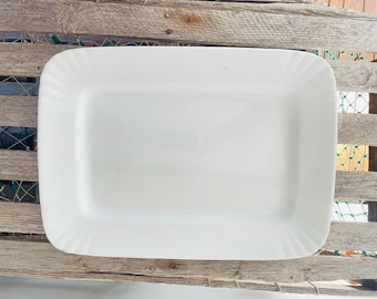 Vintage Ironstone Rectangle Platter - White Serving Piece, Made in England