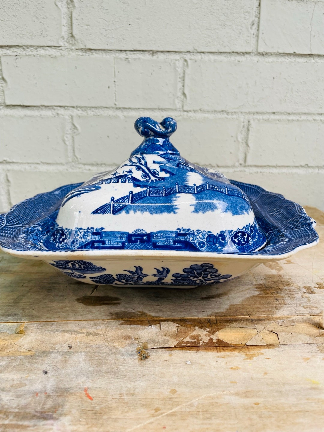 Antique Soup Tureen vintage Blue Willow Soup Tureen Serving Piece Etsy